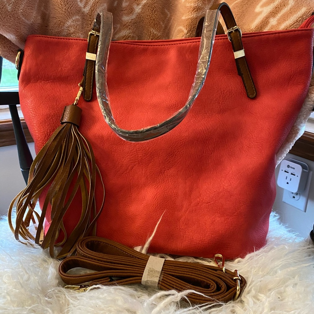 Brand New Vegan Leather Hot Pink Tote